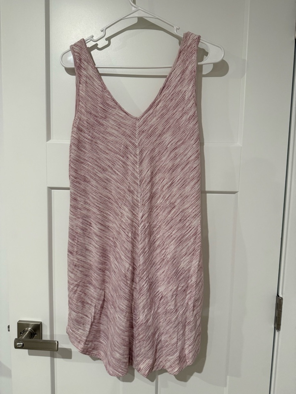 LOFT Outlet Striped V-Neck Sleeveless dress in Light Rose Heather - Picture 2 of 3